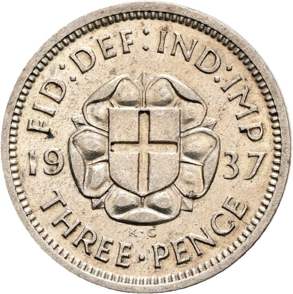 3 Pence George VI. 1936-1952 1937 – Rückseite