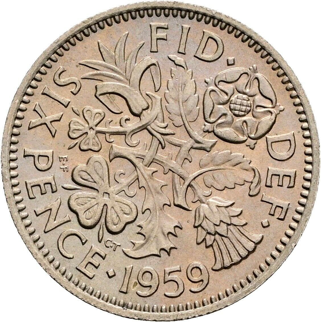6 Pence Elisabeth II. 1952-2022 1959 – Rückseite