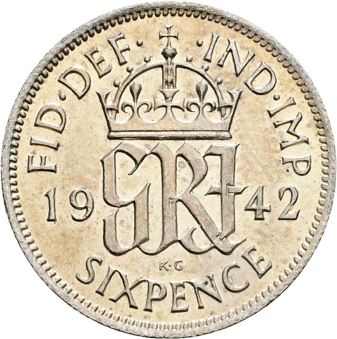 6 Pence George VI. 1936-1952 1942 – Rückseite