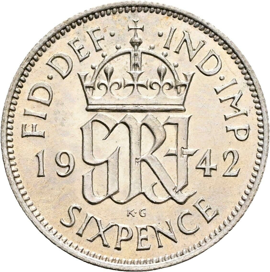 6 Pence George VI. 1936-1952 1942 – Rückseite