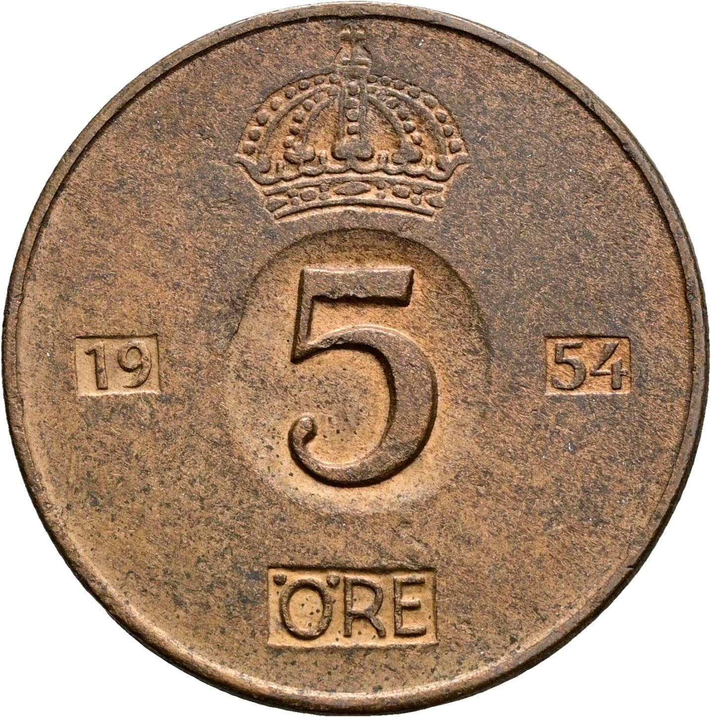 5 Öre Gustaf VI Adolf (1950-1973) 1954 – Vorderseite
