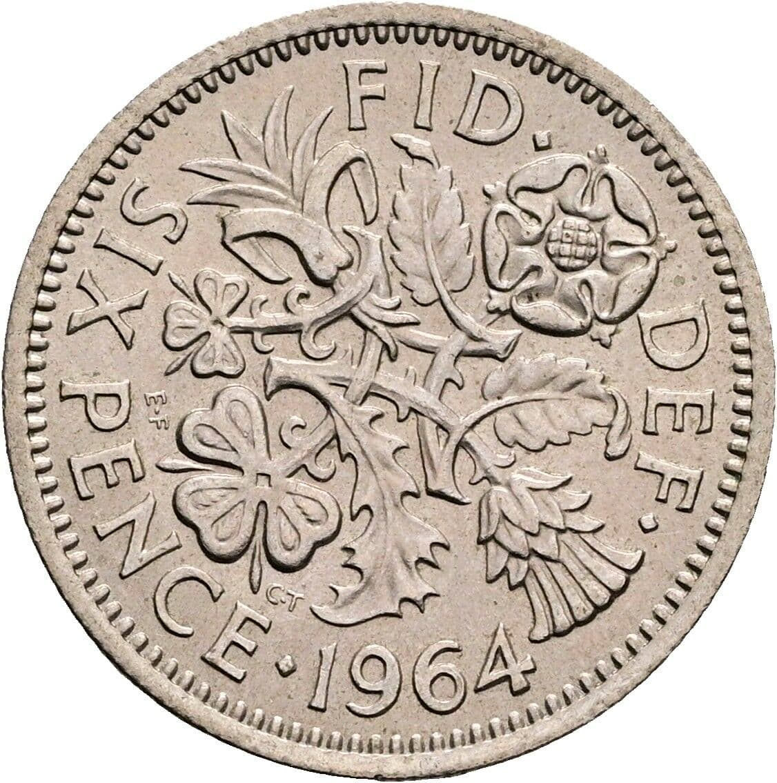 6 Pence Elisabeth II. 1952-2022 1964 – Rückseite
