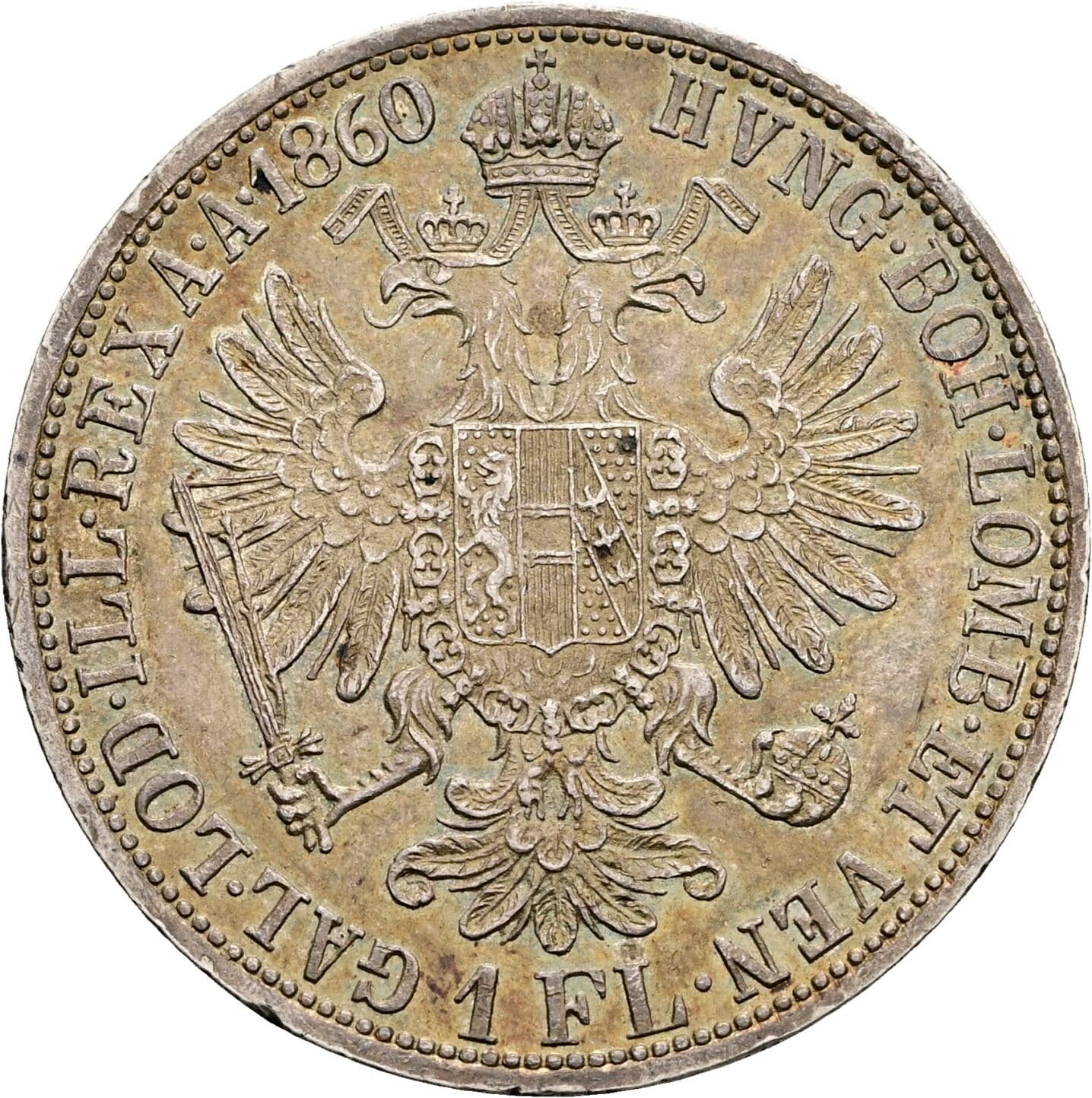 1 Gulden Franz Joseph I. 1848-1916 1860 A – Rückseite