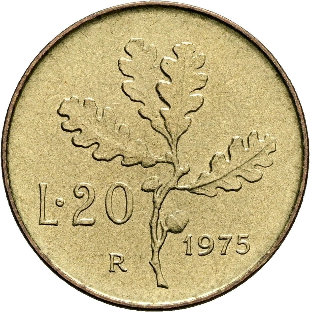 20 Lire 1975 – Rückseite
