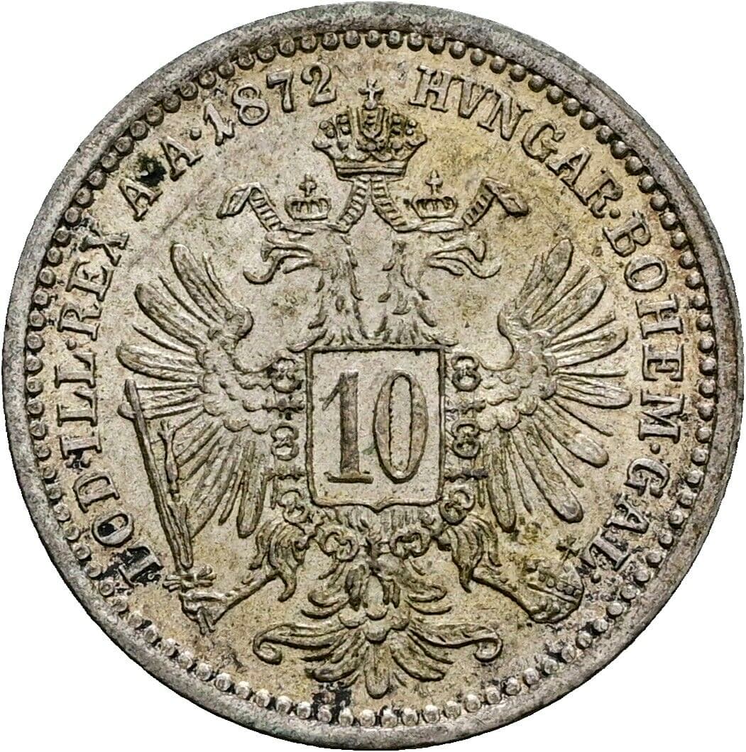 10 Kreuzer Franz Joseph I. 1848-1916 1872 – Rückseite