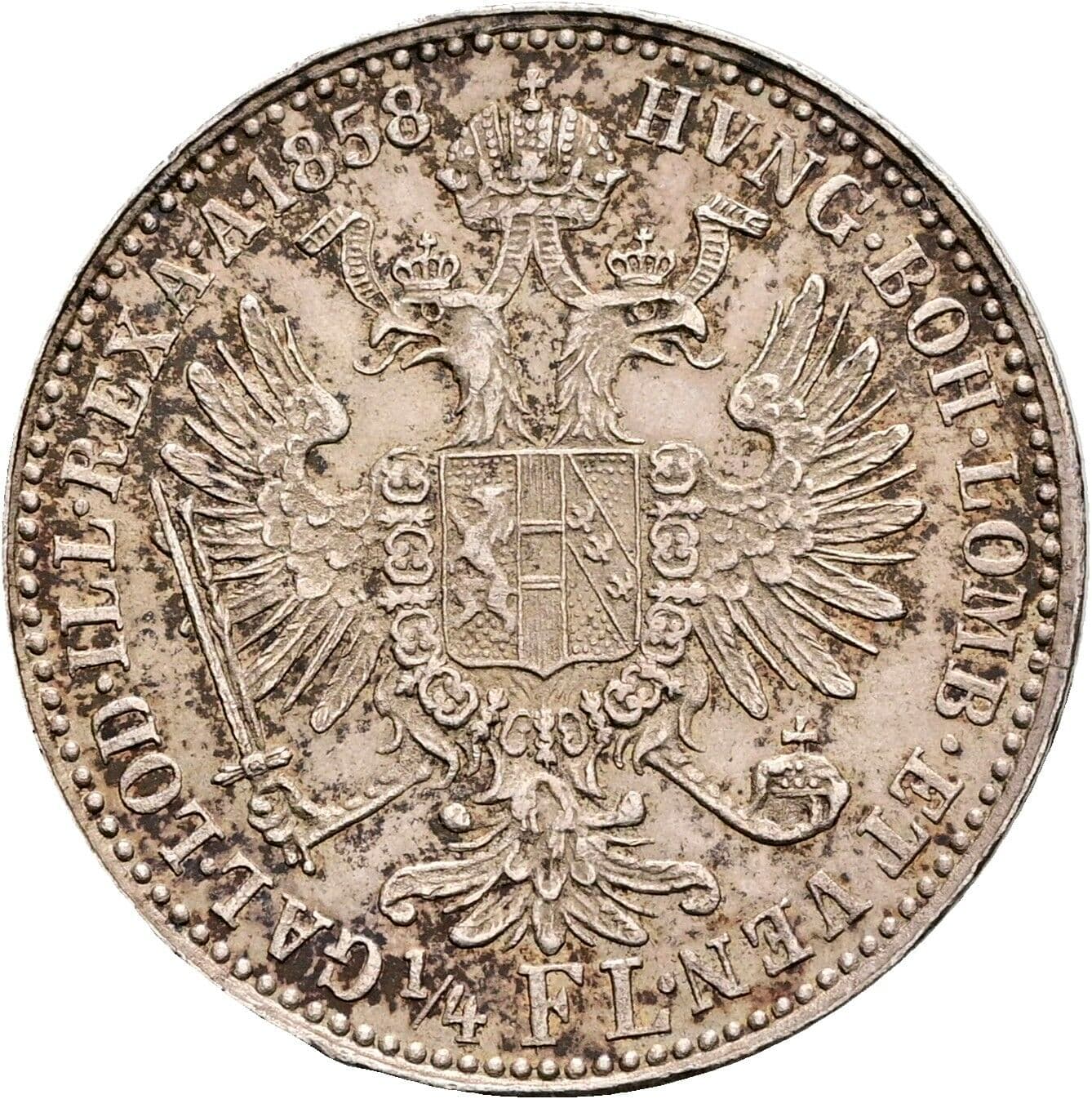 1/4 Gulden Franz Joseph I. 1848-1916 1858 A, Wien – Rückseite