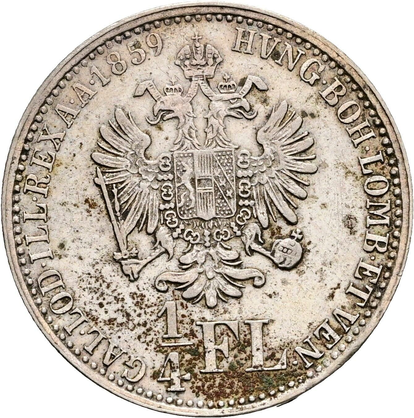 1/4 Gulden Franz Joseph I. 1848-1916 1859 A, Wien – Rückseite
