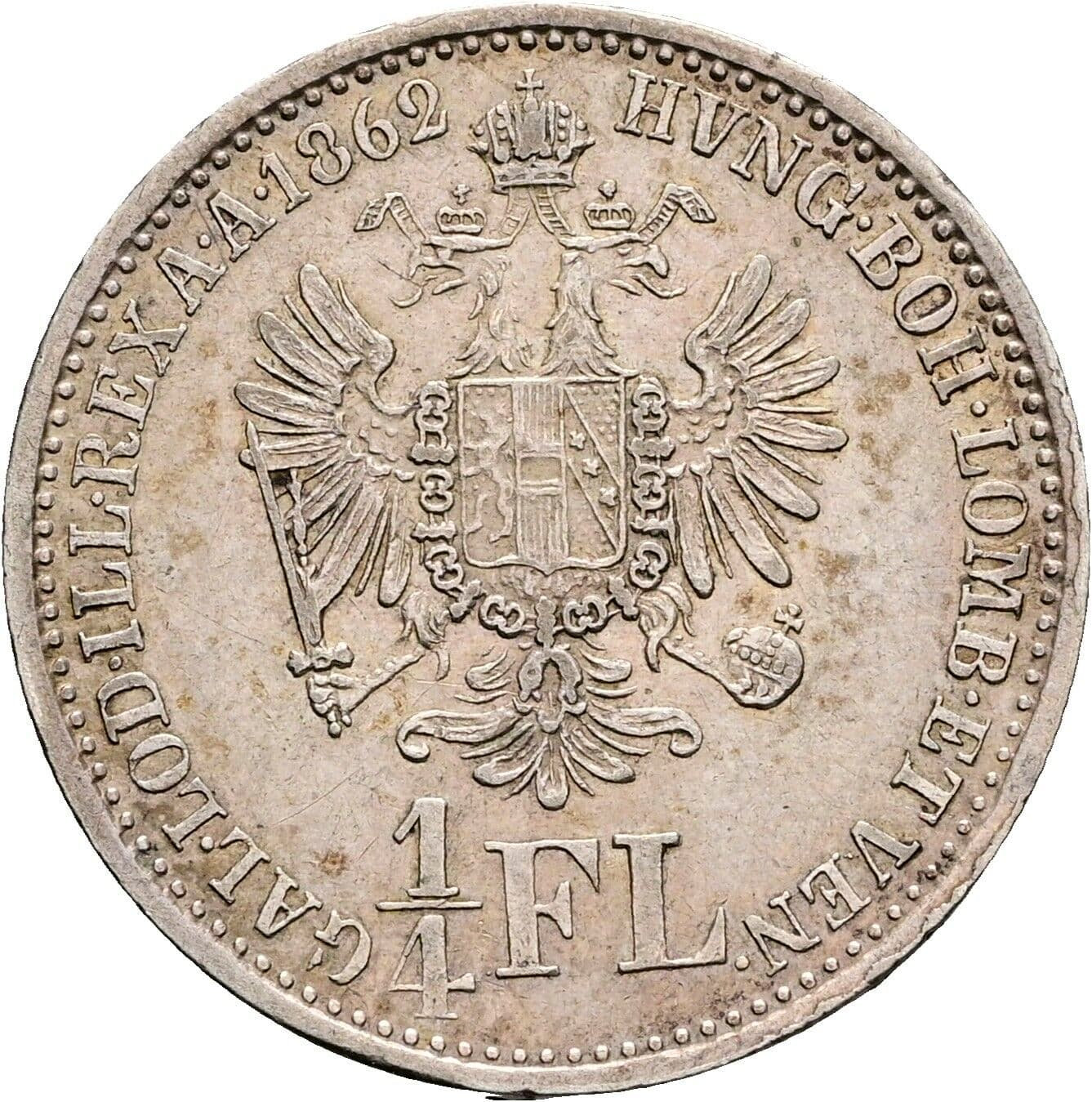 1/4 Gulden Franz Joseph I. 1848-1916 1862 A, Wien – Rückseite