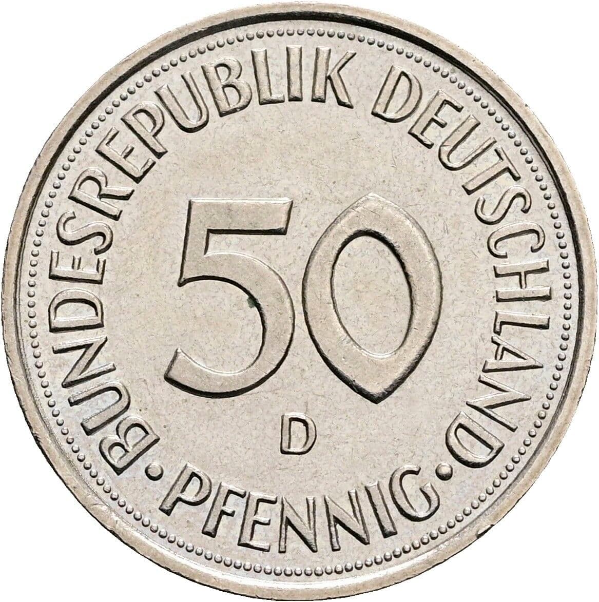 50 Pfennig 1990 D – Vorderseite