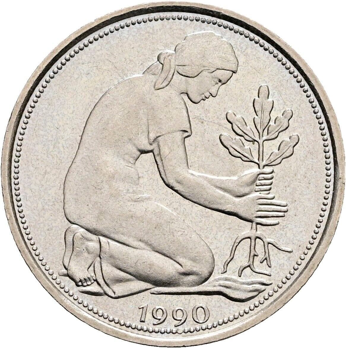 50 Pfennig 1990 D – Rückseite