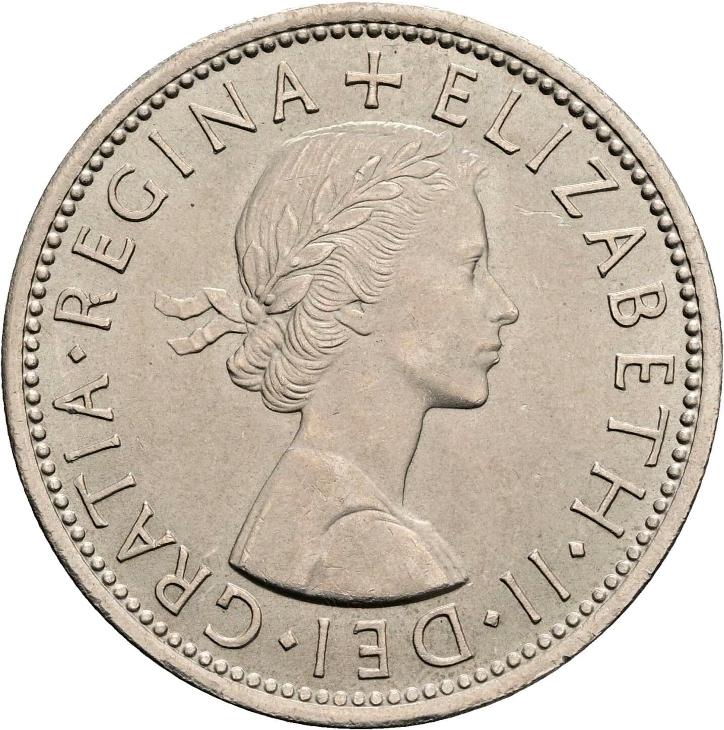 2 Shillings Elisabeth II. 1952-2022 1965 – Vorderseite