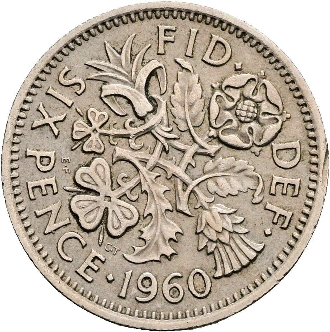 6 Pence Elisabeth II. 1952-2022 1960 – Rückseite