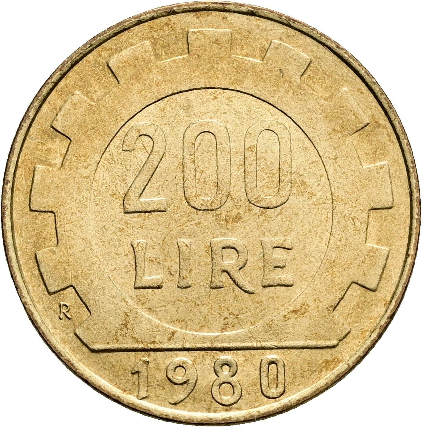 200 Lire 1980 – Rückseite