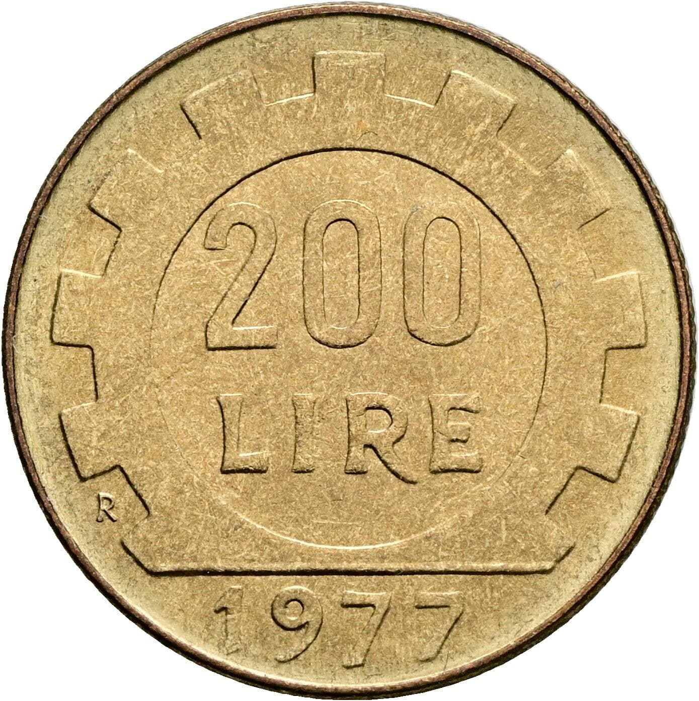 200 Lire 1977 – Rückseite