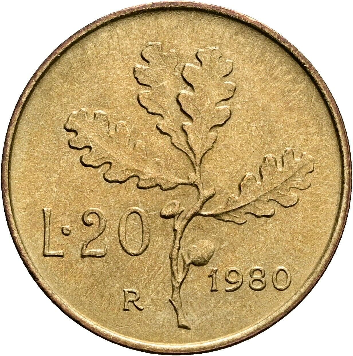 20 Lire 1980 – Rückseite