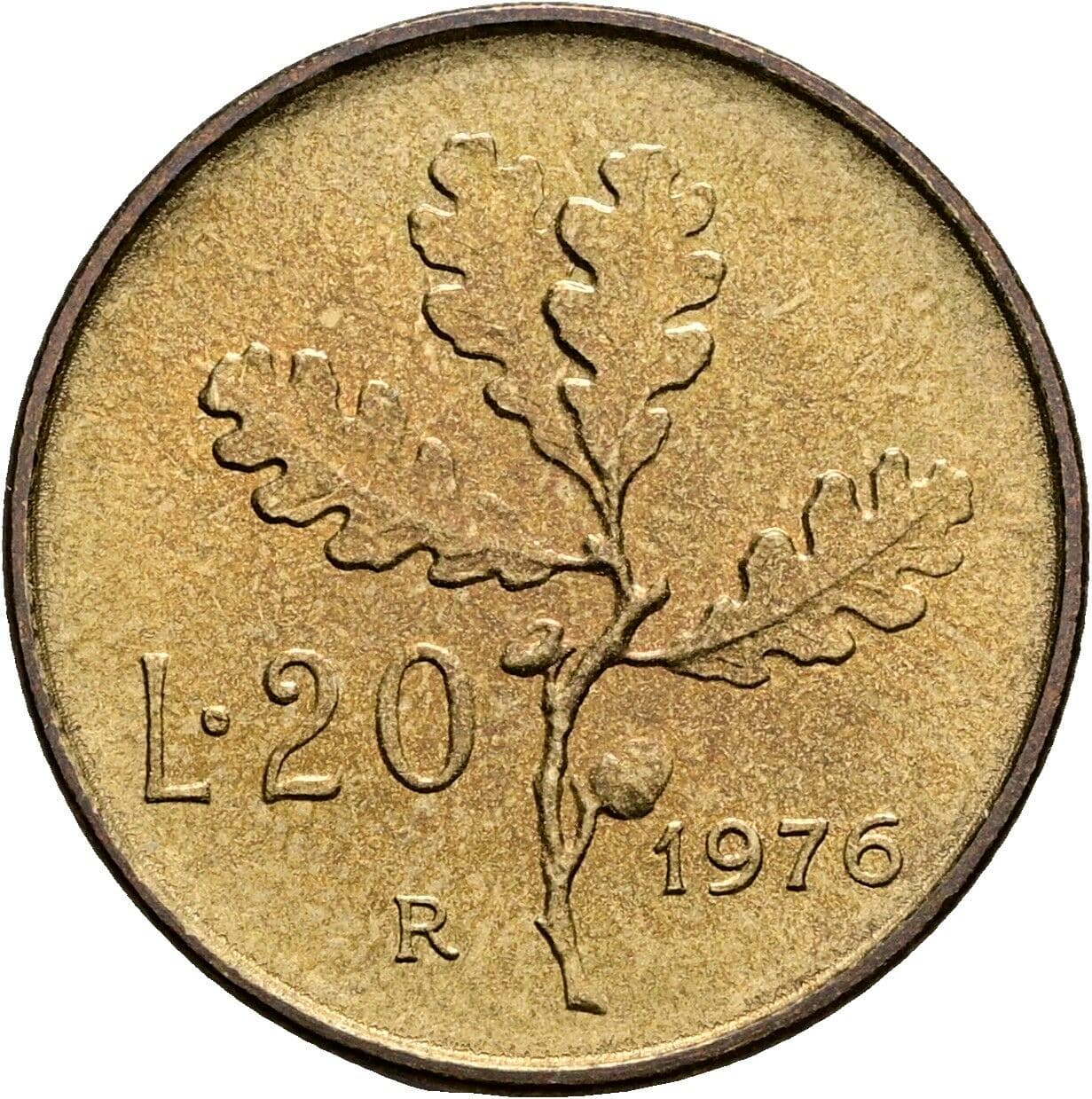 20 Lire 1976 – Rückseite