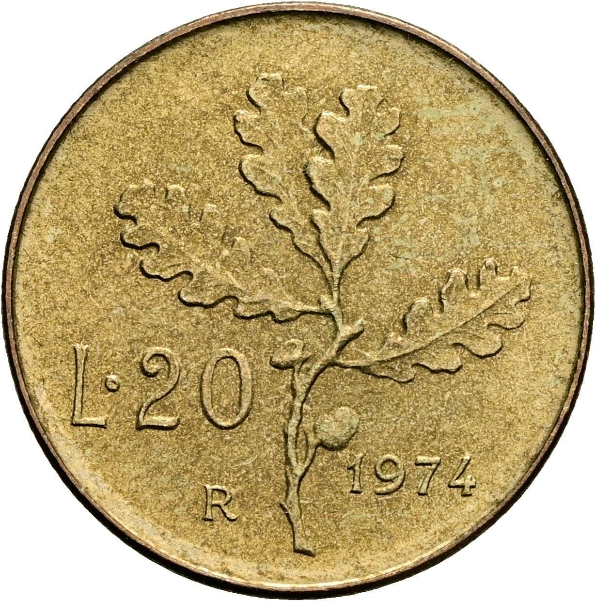 20 Lire 1974 – Rückseite