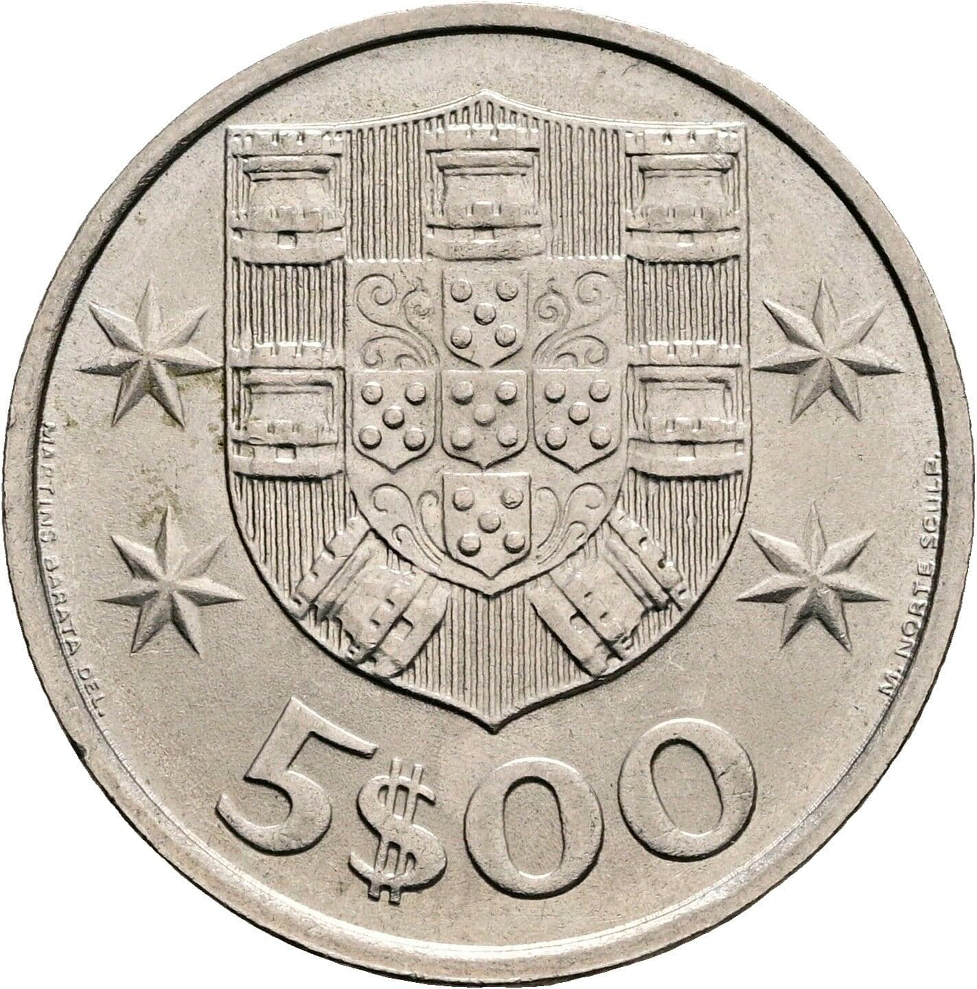 5 Escudos 1980 – Vorderseite