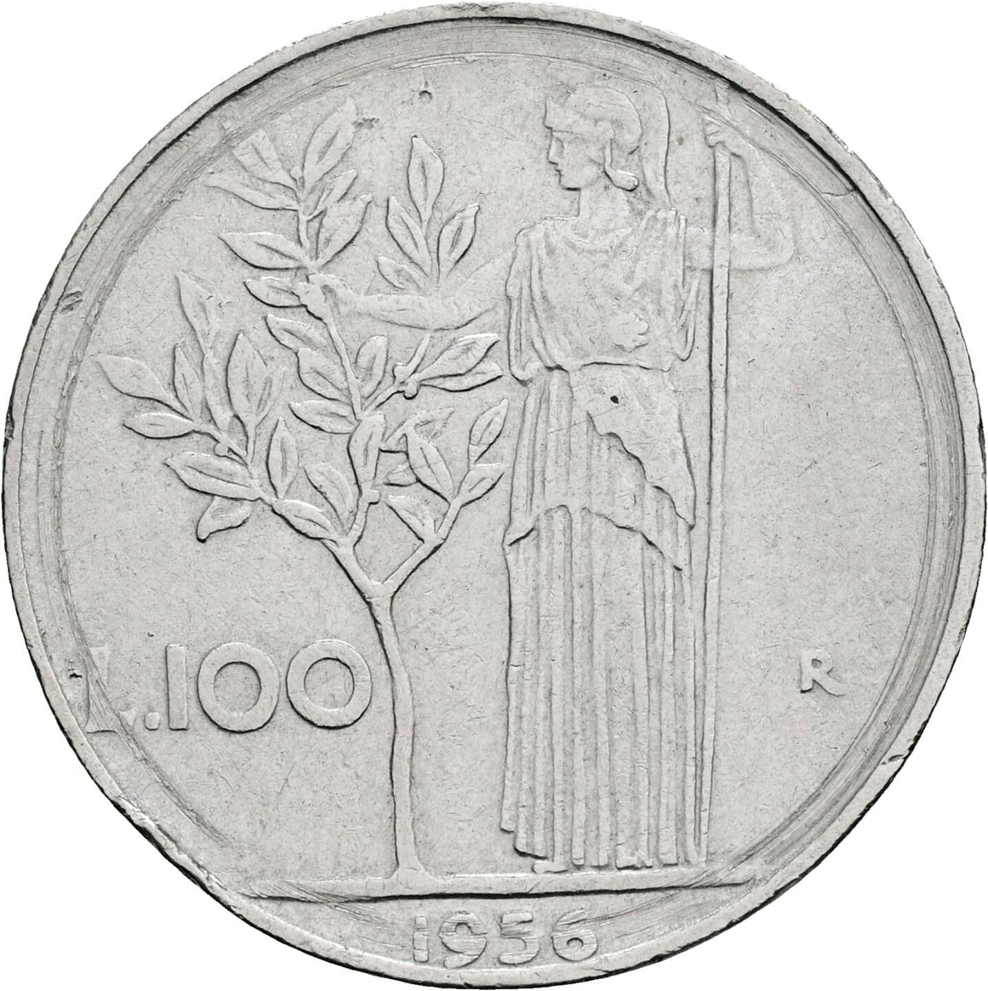 100 Lire 1956 – Rückseite