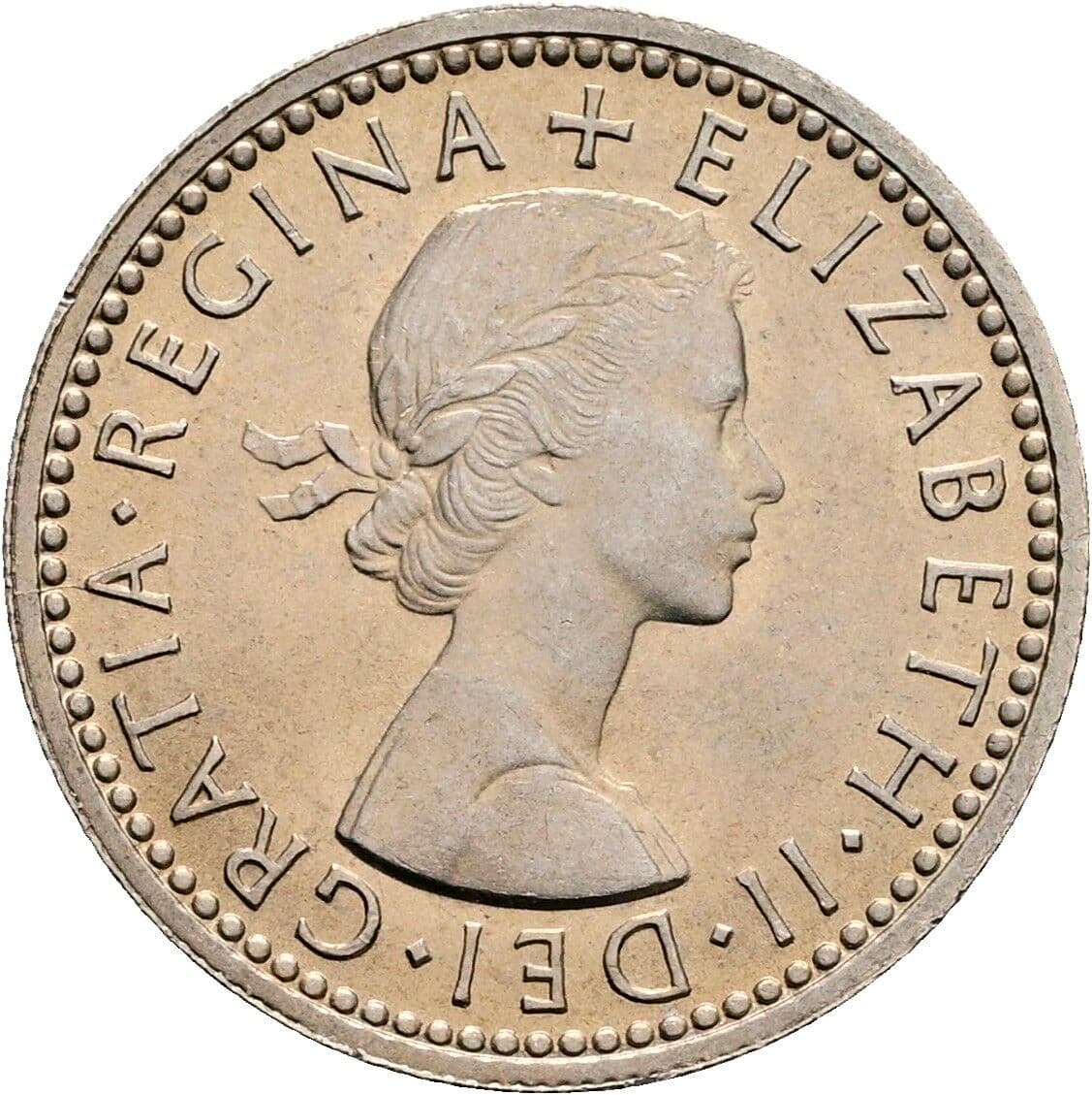 6 Pence Elisabeth II. 1952-2022 1959 – Vorderseite