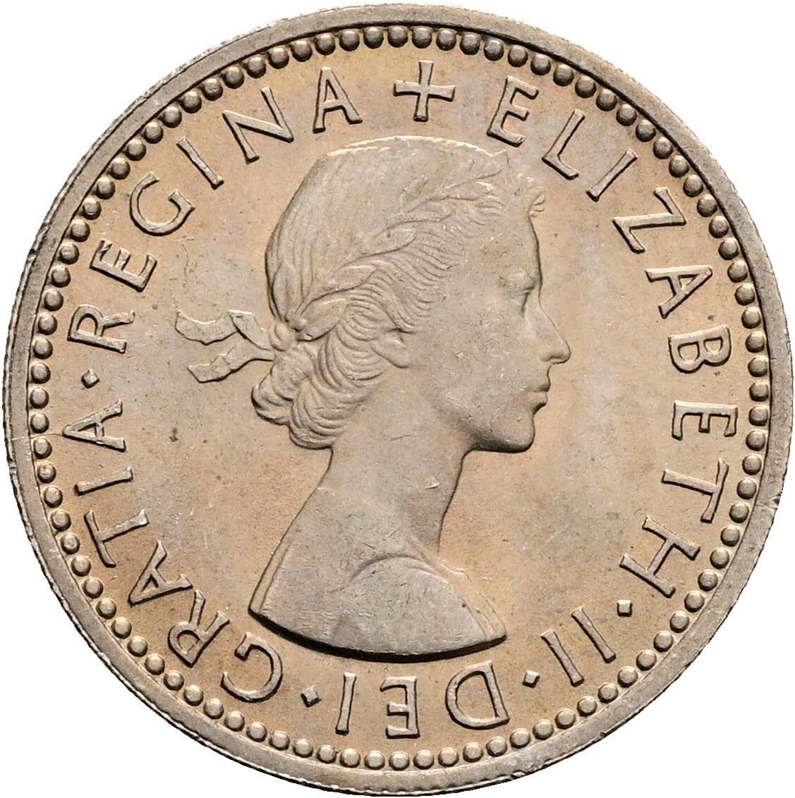 6 Pence Elisabeth II. 1952-2022 1959 – Vorderseite