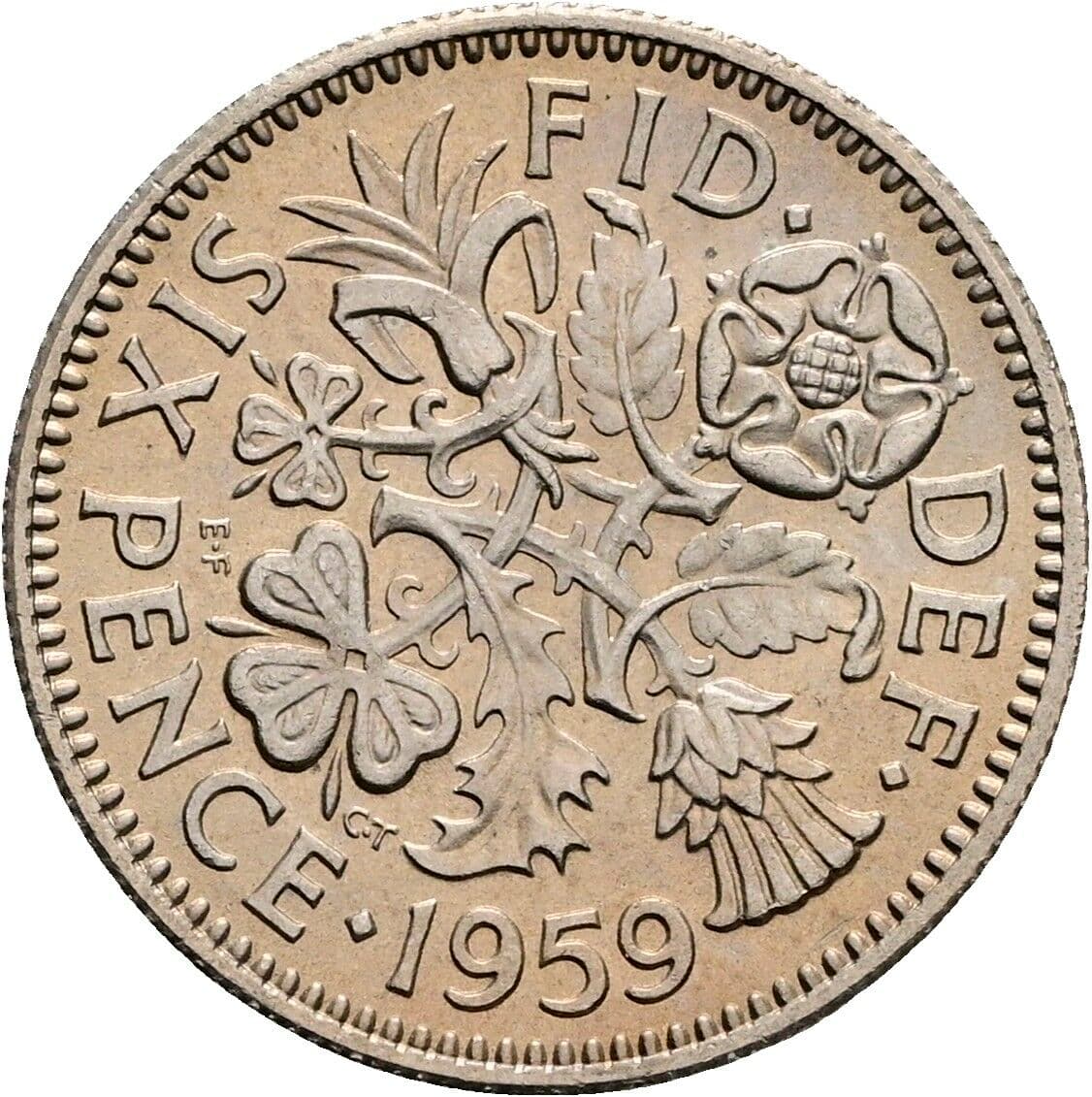 6 Pence Elisabeth II. 1952-2022 1959 – Rückseite