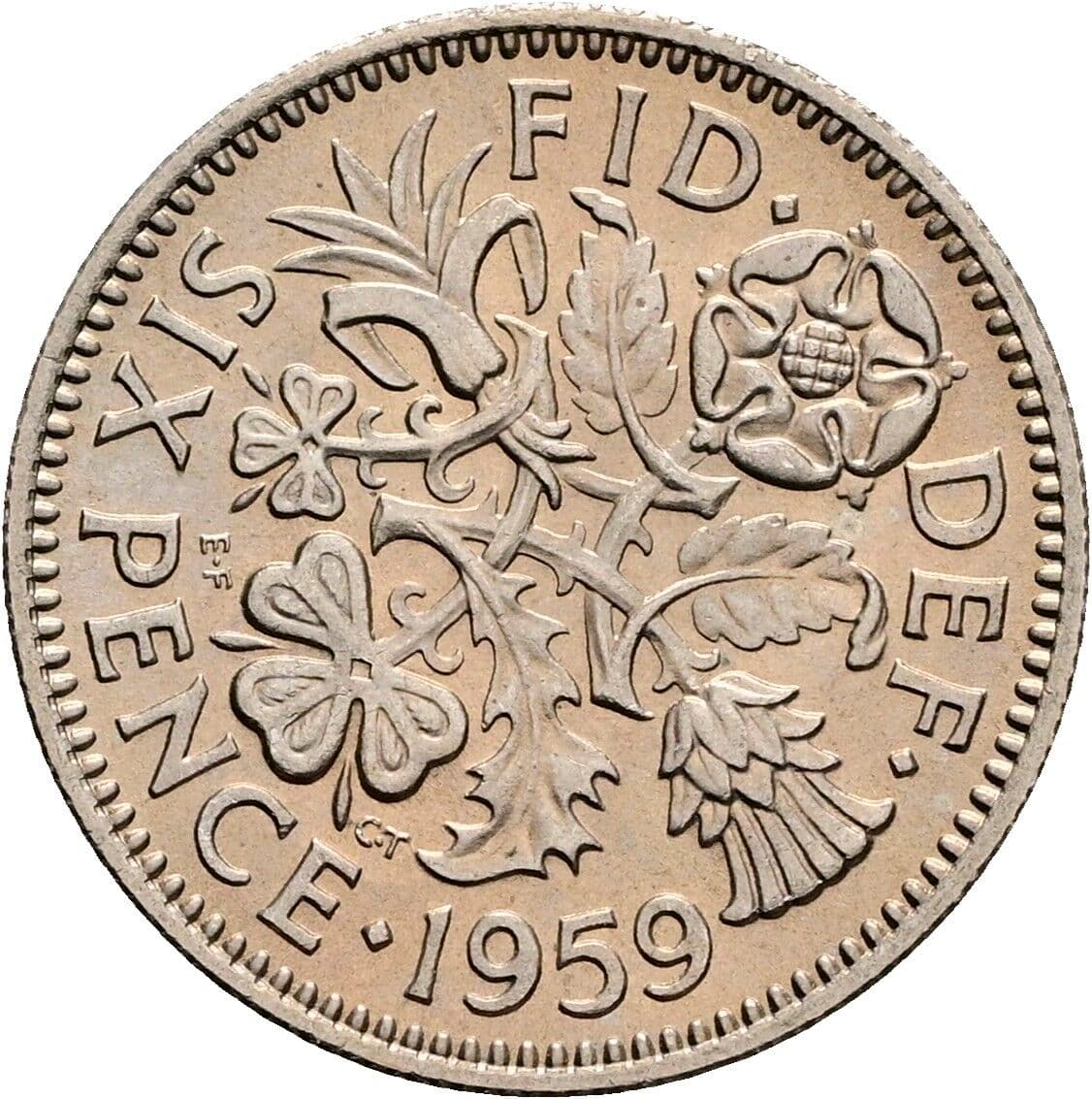 6 Pence Elisabeth II. 1952-2022 1959 – Rückseite