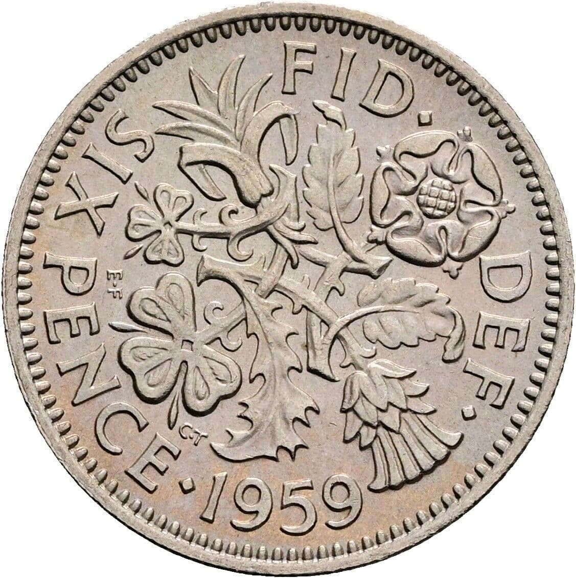 6 Pence Elisabeth II. 1952-2022 1959 – Rückseite