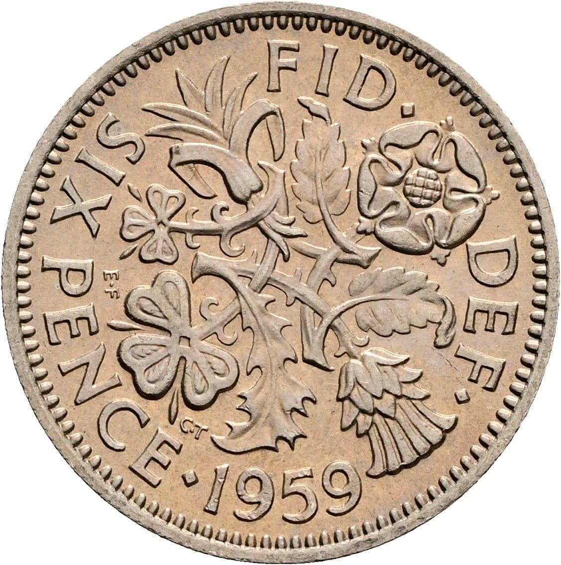 6 Pence Elisabeth II. 1952-2022 1959 – Rückseite