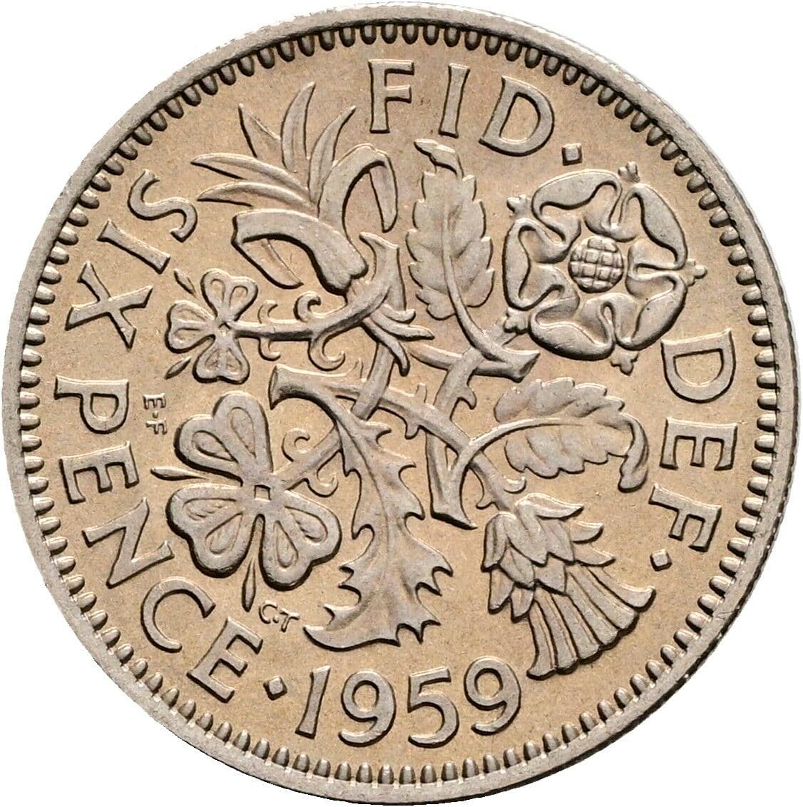 6 Pence Elisabeth II. 1952-2022 1959 – Rückseite