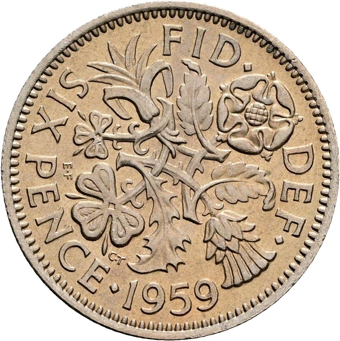 6 Pence Elisabeth II. 1952-2022 1959 – Rückseite