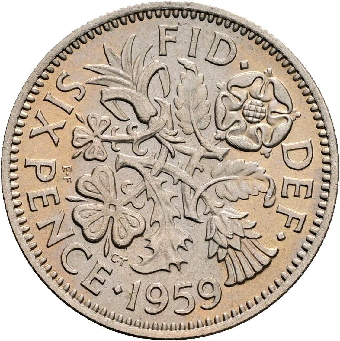 6 Pence Elisabeth II. 1952-2022 1959 – Rückseite