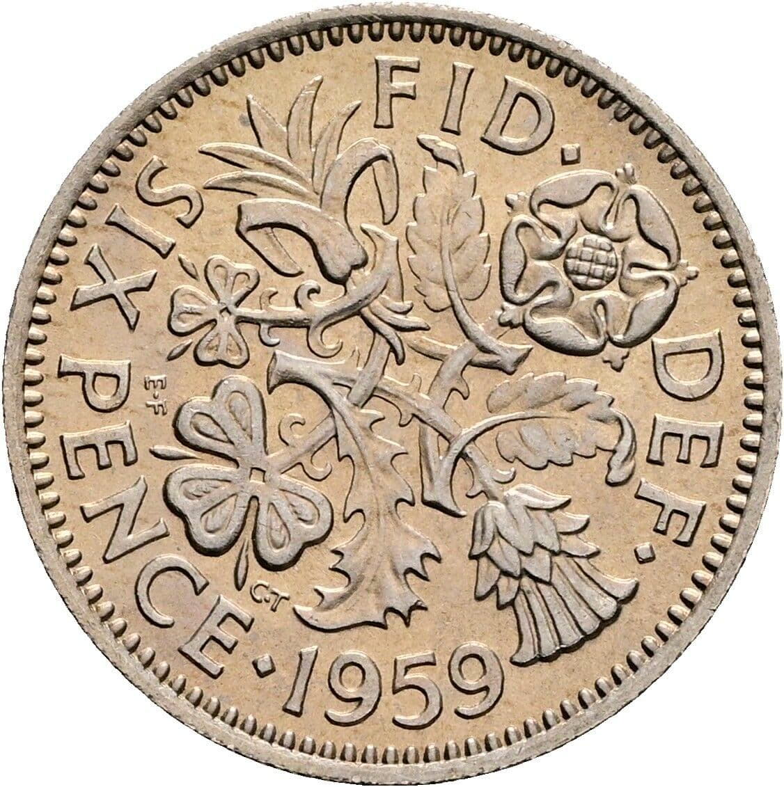 6 Pence Elisabeth II. 1952-2022 1959 – Rückseite