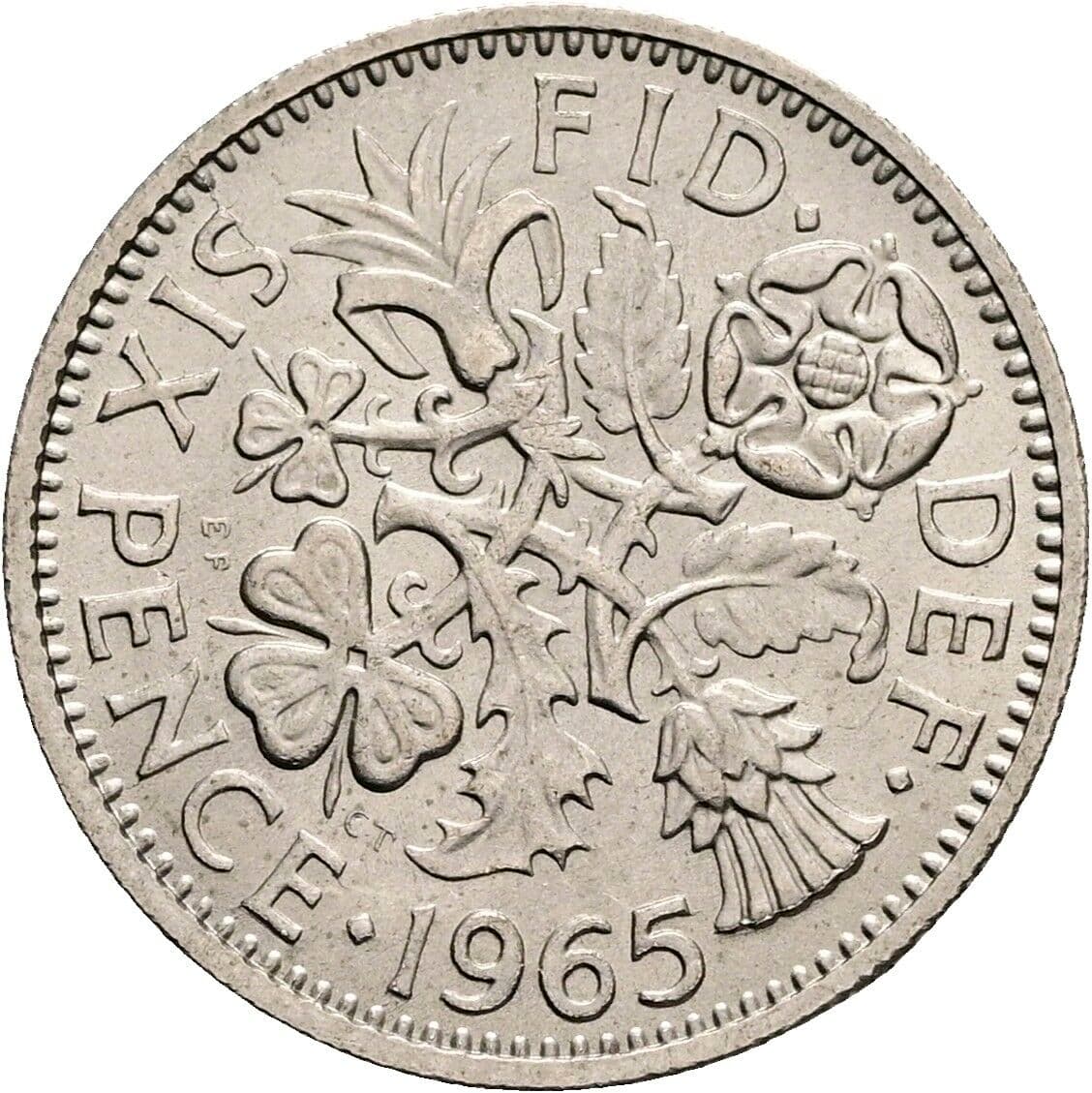 6 Pence Elisabeth II. 1952-2022 1965 – Rückseite