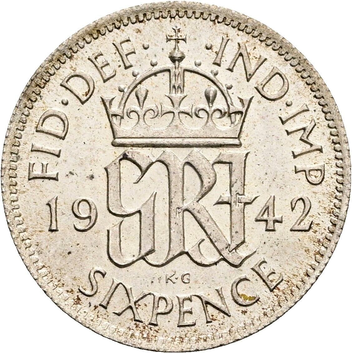 6 Pence George VI. 1936-1952 1942 – Rückseite