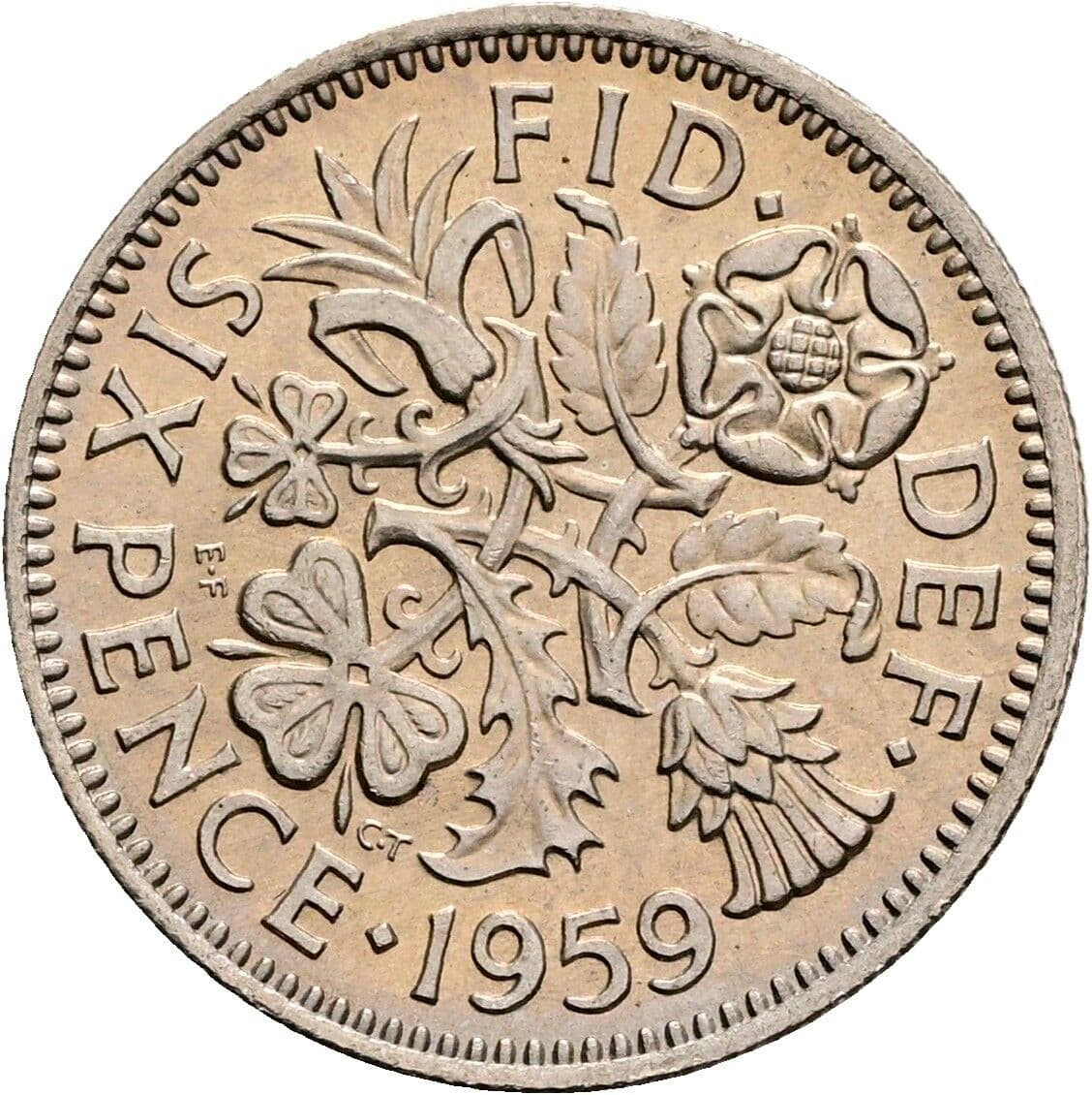6 Pence Elisabeth II. 1952-2022 1959 – Rückseite