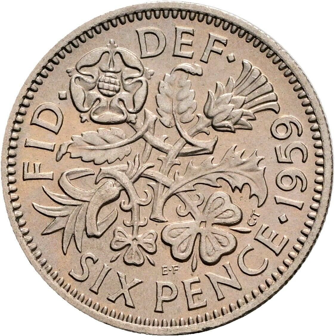 6 Pence Elisabeth II. 1952-2022 1959 – Rückseite
