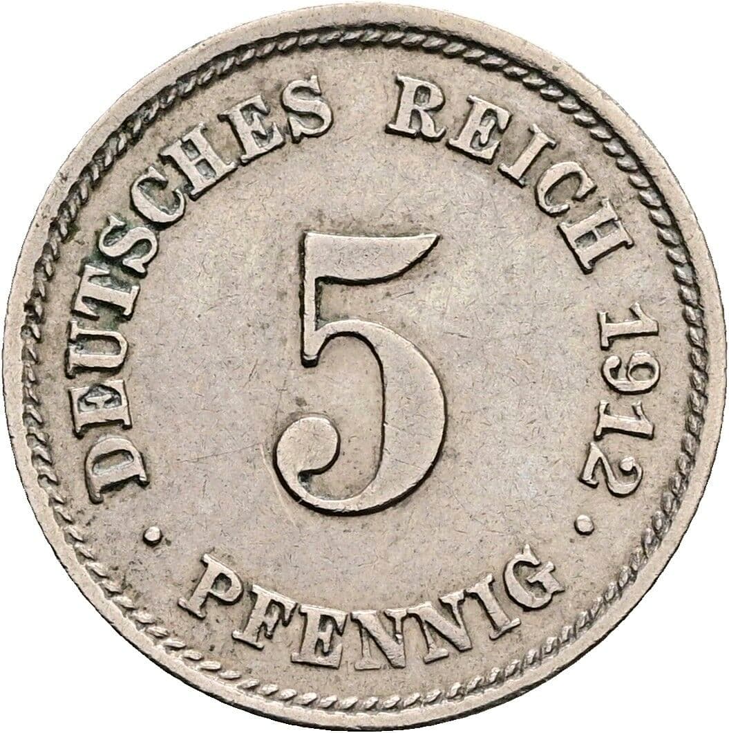 5 Pfennig 1912 E – Vorderseite