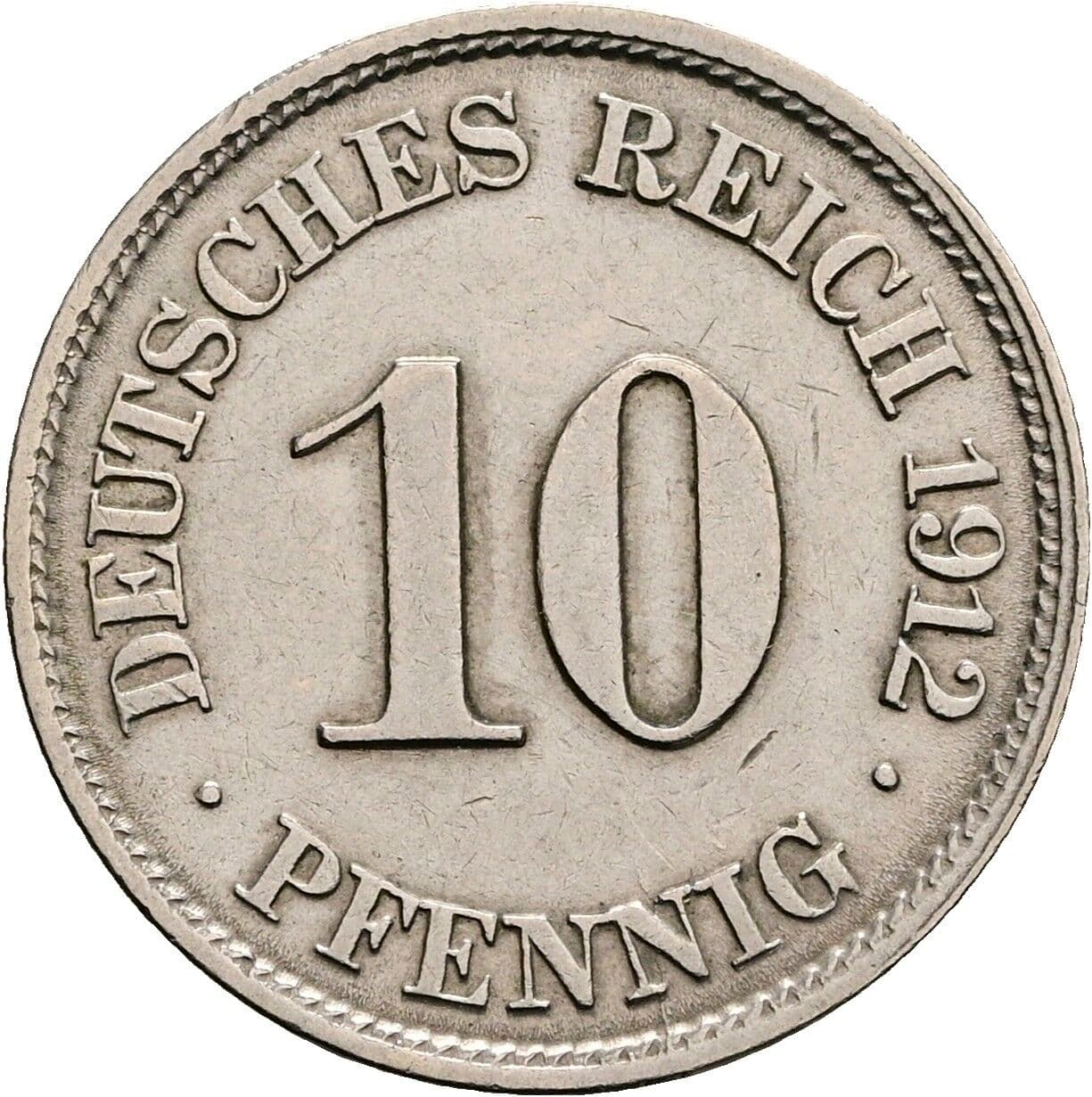 10 Pfennig 1912 J – Vorderseite
