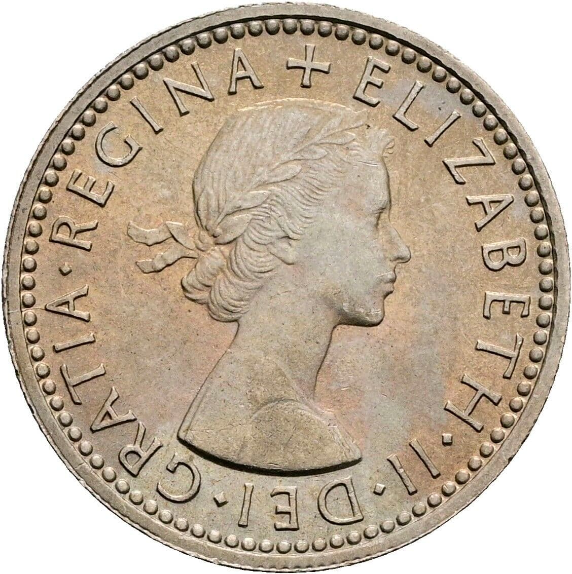 6 Pence Elisabeth II. 1952-2022 1959 – Vorderseite
