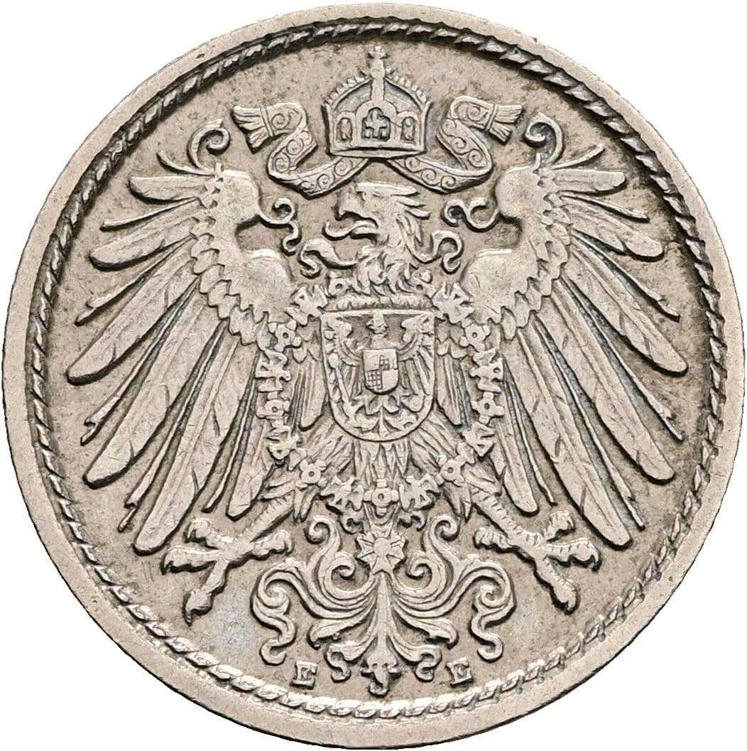 5 Pfennig 1912 E – Rückseite