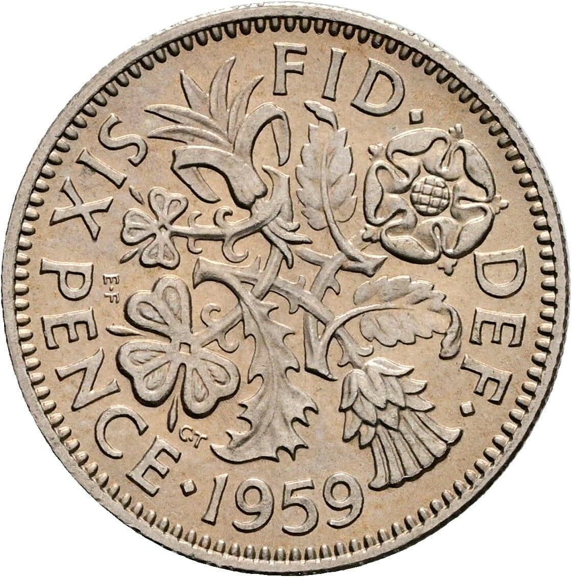 6 Pence Elisabeth II. 1952-2022 1959 – Rückseite