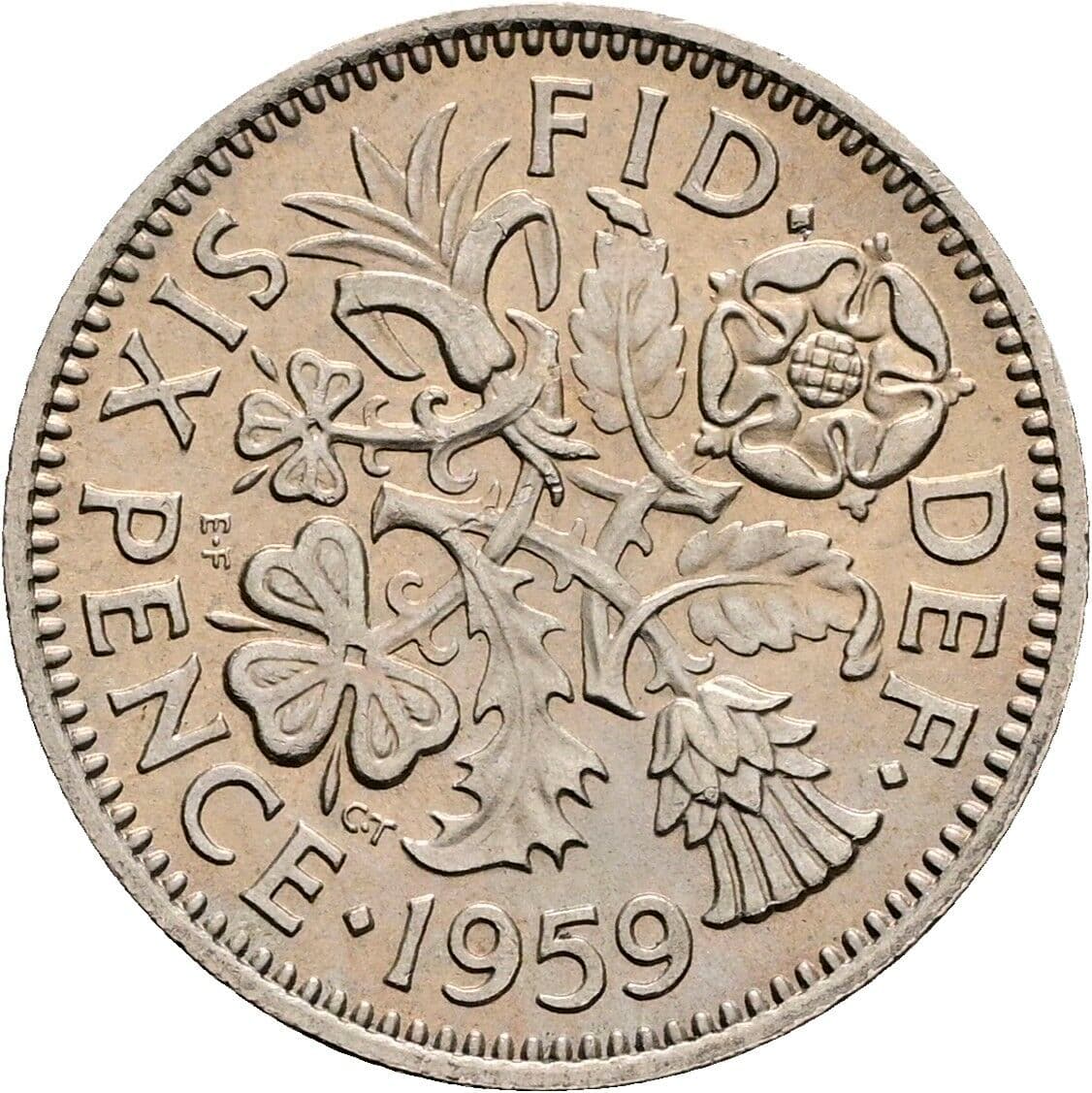 6 Pence Elisabeth II. 1952-2022 1959 – Rückseite