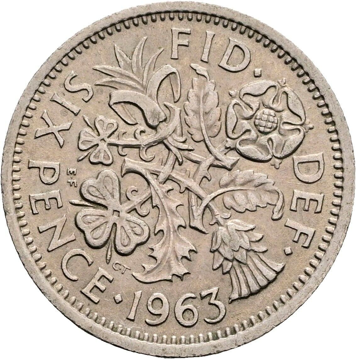 6 Pence Elisabeth II. 1952-2022 1963 – Rückseite