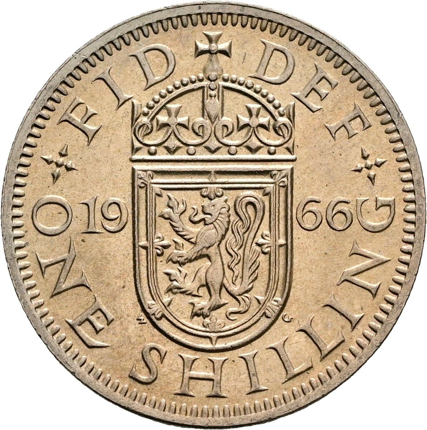 1 Shilling Elisabeth II. 1952-2022 1966 – Rückseite