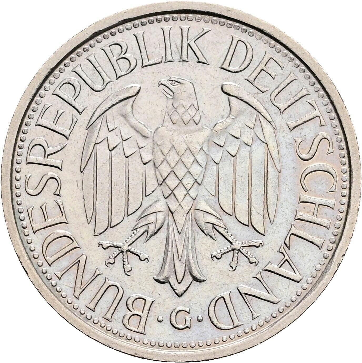1 Deutsche Mark 1977 G – Rückseite