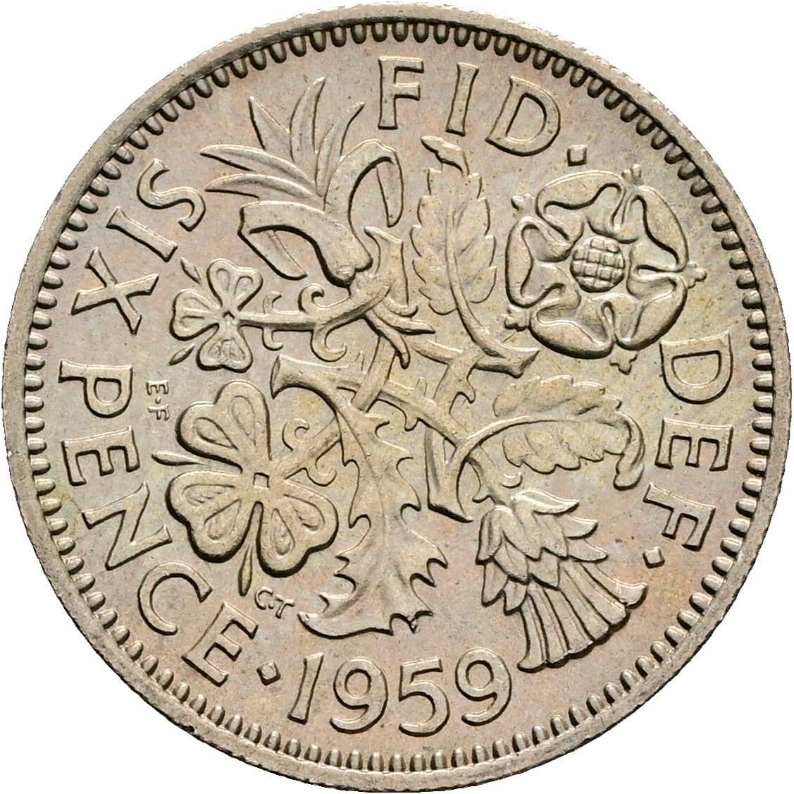 6 Pence Elisabeth II. 1952-2022 1959 – Rückseite