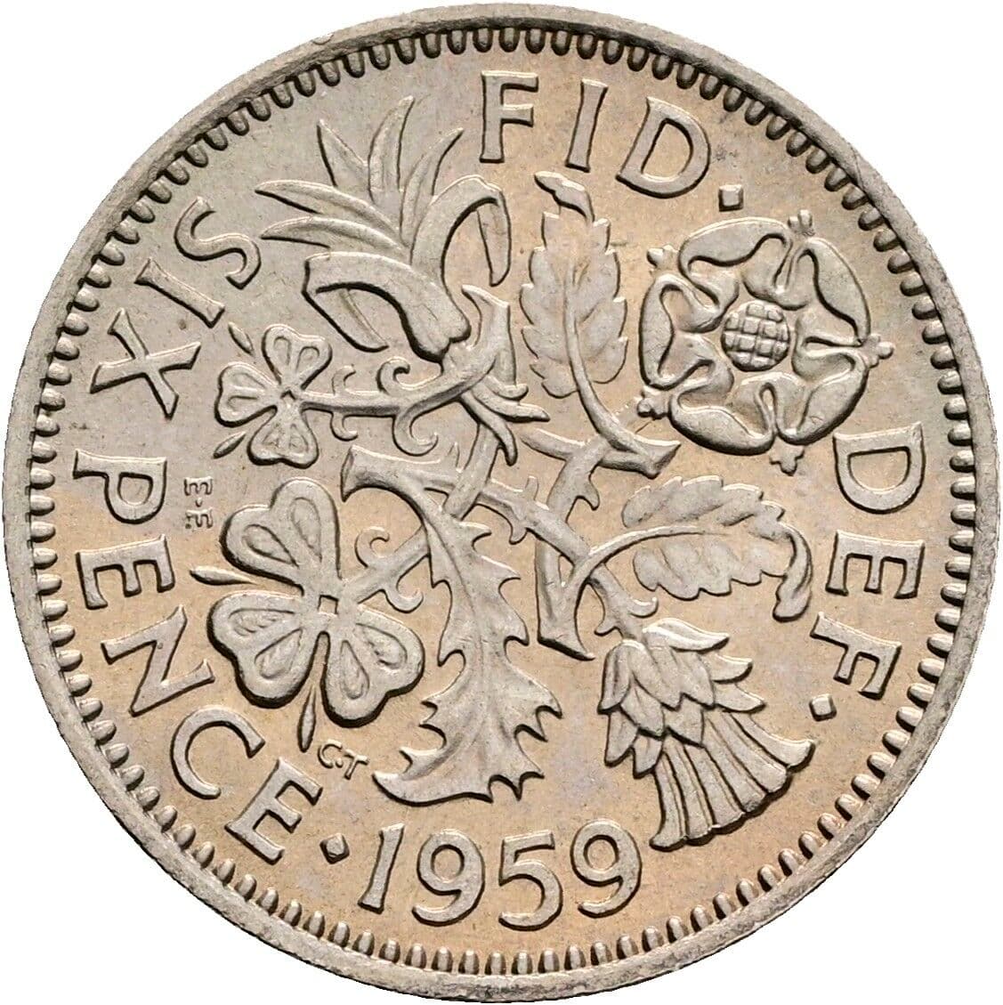 6 Pence Elisabeth II. 1952-2022 1959 – Rückseite