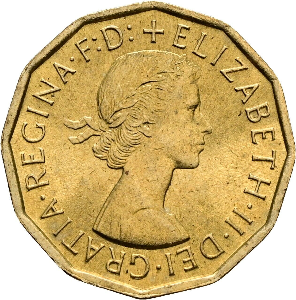 3 Pence Elisabeth II. 1952-2022 1967 – Vorderseite