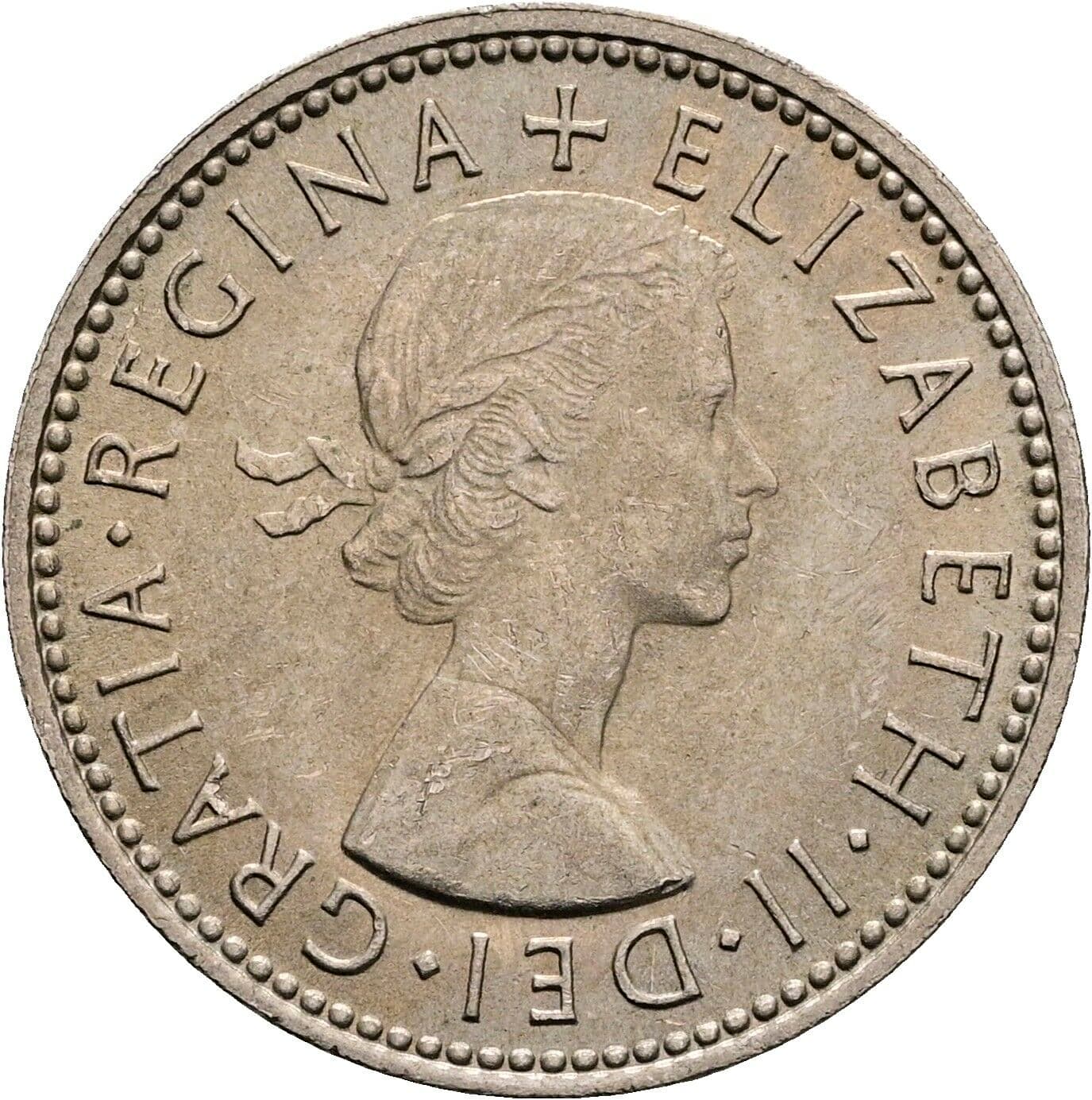 1 Shilling Elisabeth II. 1952-2022 1964 – Vorderseite